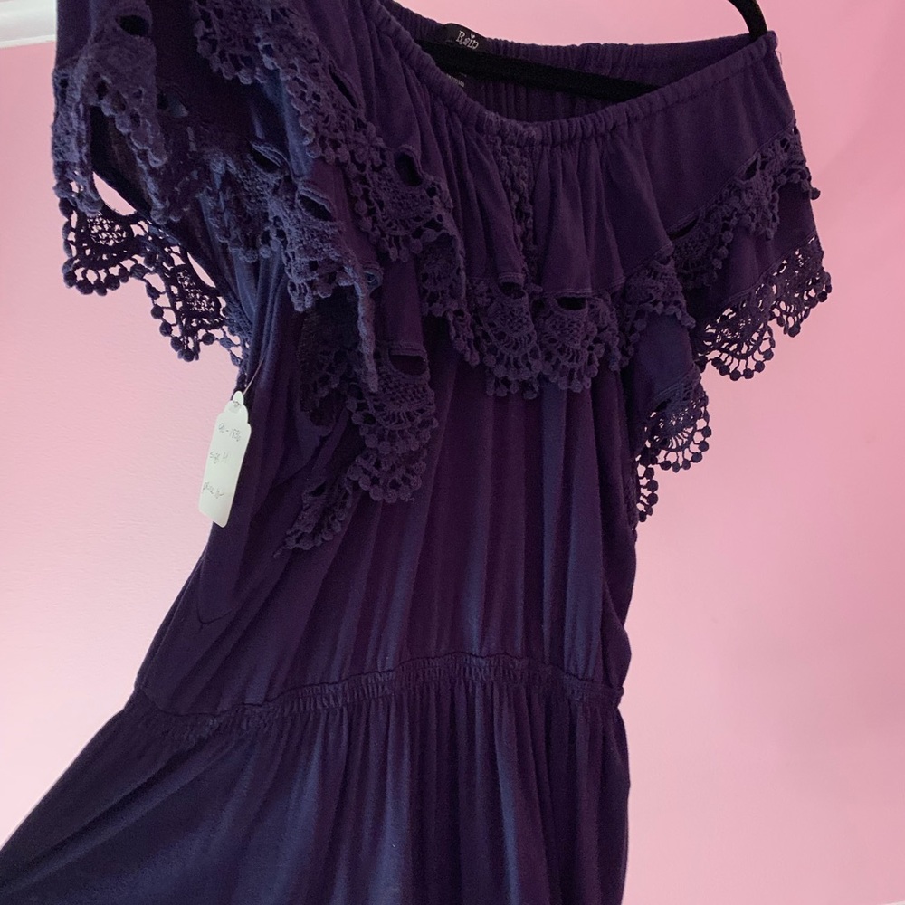 Dark purple (optional off the shoulder) shirt